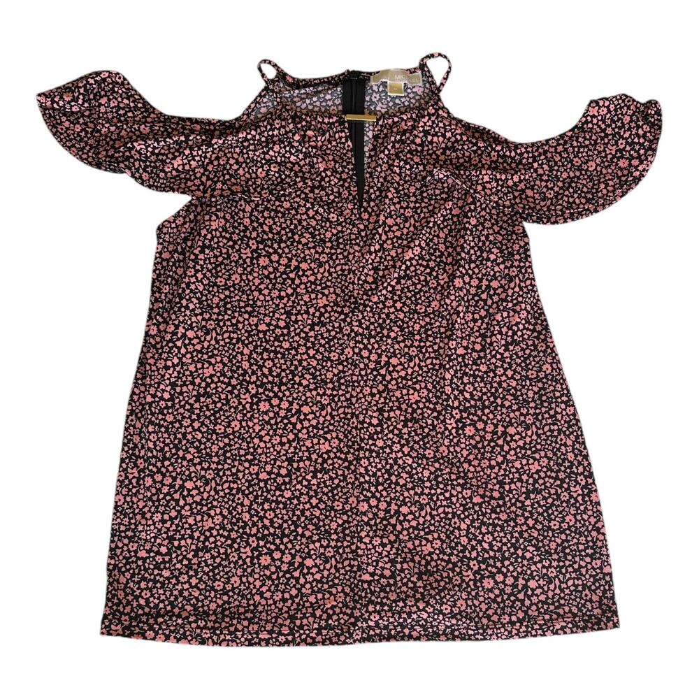 Womens Top Size Medium Loose Fit Cold Shoulder Floral